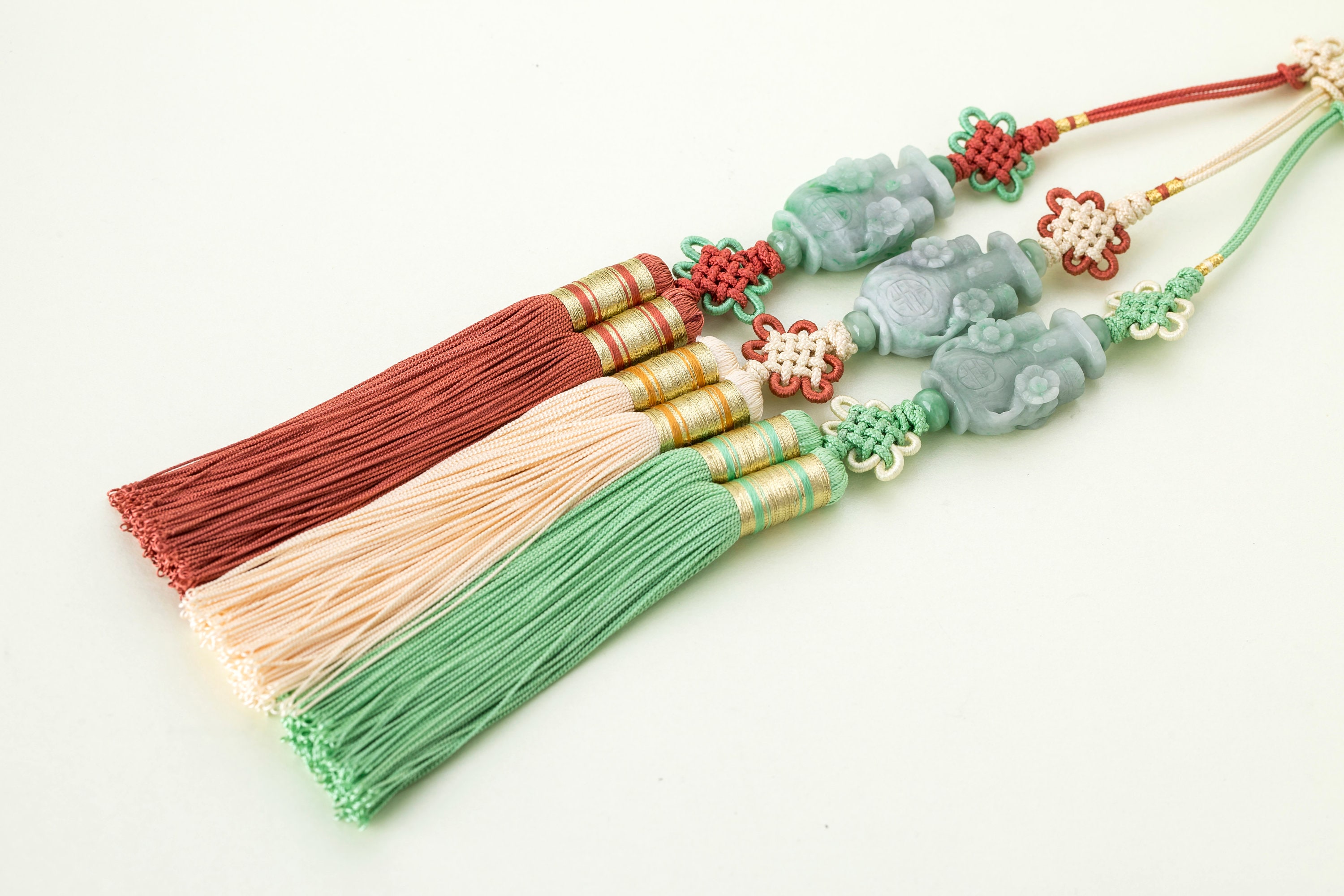 Real Silk Norigae Tassel | Korean Jade Hanbok Ornament, Handmade Heritage Jewelry