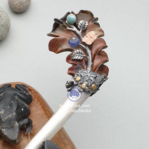Binyeo – the traditional Korean hairpin worn in a chignon Handcrafted Sterling Silver binyeo 비녀 coral and opal jewelry silver