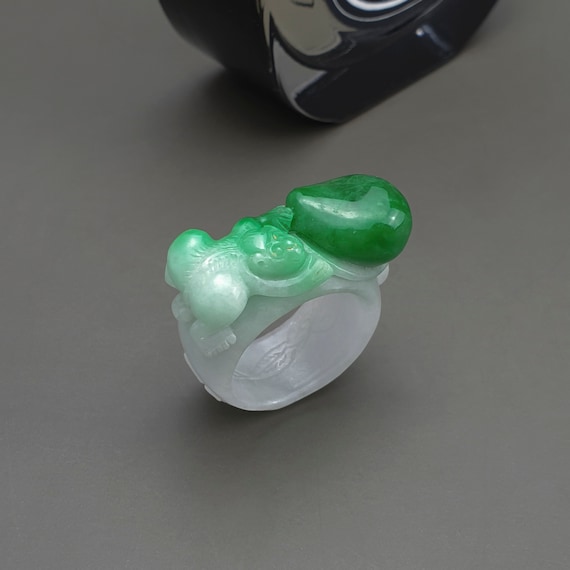 Jadeite Ring Jade Band Ring Thumb Ring green Jade Band Ring US