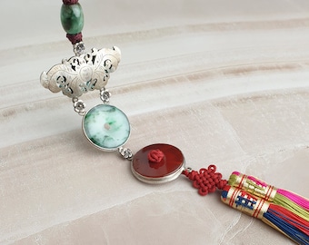 korean hanbok norigae, green jade norigae ornaments, kdrama Kculture, hanbok ornament norigae, korea tassle,  korea jewelry NASCHENKA