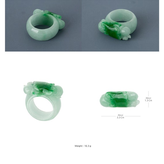 Solid Green Jade Ring Size 6.5 Stacking Ring Carved Natural Jade Stone Band Ring green jade ring jadeite jade band ring korea hanbok ring