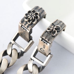 Seoul Heavy Pure 925 Sterling Silver Korean Knot Link Bracelet for Men and Woman, Solid 925 Silver Thick Curb Link Chain Choker