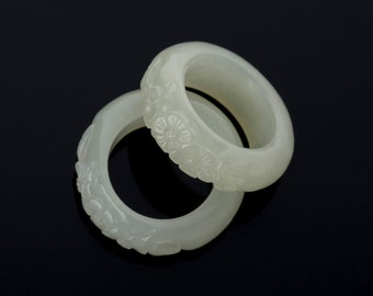 Seoul White jade rings set NASCHENKA Traditional Korean Hanbok rings jewelry for women , moms gift , bridal wedding band ring gift