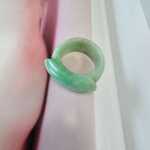 US 9.5 Natural jade Band Ring