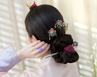 Korean Art Silver Craft Art Jewelry , Wedding Hair Stick
