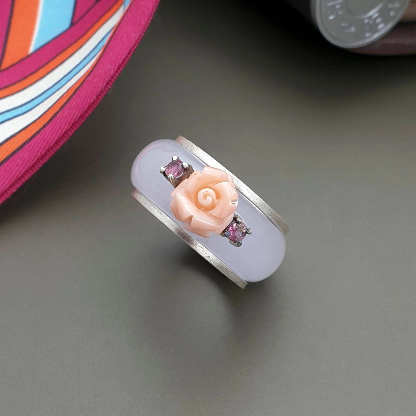 Seoul NASCHENKA Traditional Korean Hanbok Stone Jade Ring for