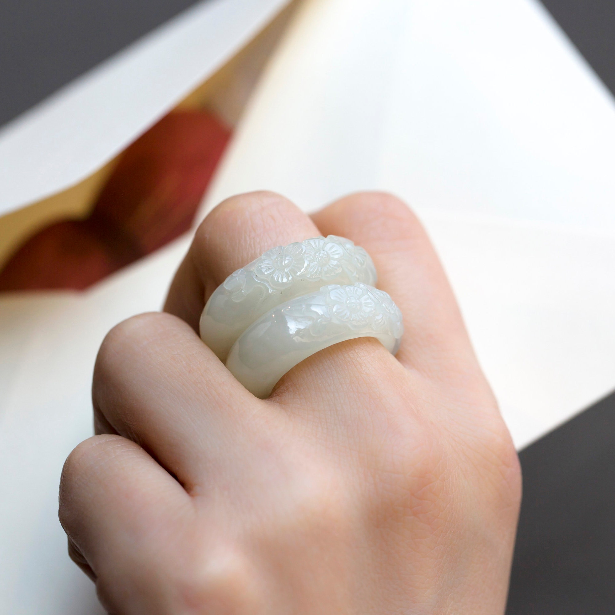 PROJEBIR プロジェビア Large Jade Ring リング PROJEBIR - Large Jade Ring – projebir.com