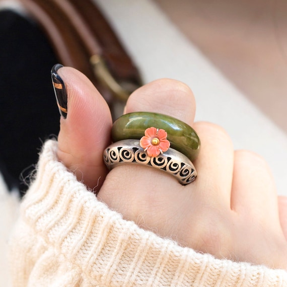 New Classical Natural Green Jade Ring Enamel Craftsmanship Ancient Gold  Lotus Ring Vintage Chinese Style Women Rings Jewelry - AliExpress