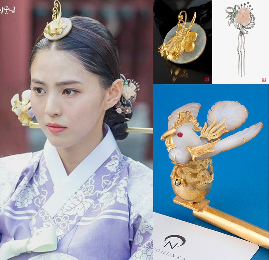 Koreanisches Hanbok Kostüm Zubehör Mädchen Haarband Flower Pearl BK 