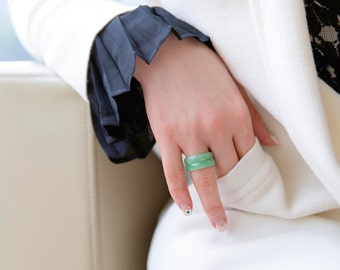 Grüne Jade-Ringe-Set, Jade-Band-Ring, Jade-Ringe-Set, koreanischer Hanbok-Ring, Jade-Ring, koreanischer Schmuck, Hanbok-Frauen, koreanischer handgefertigter Schmuck