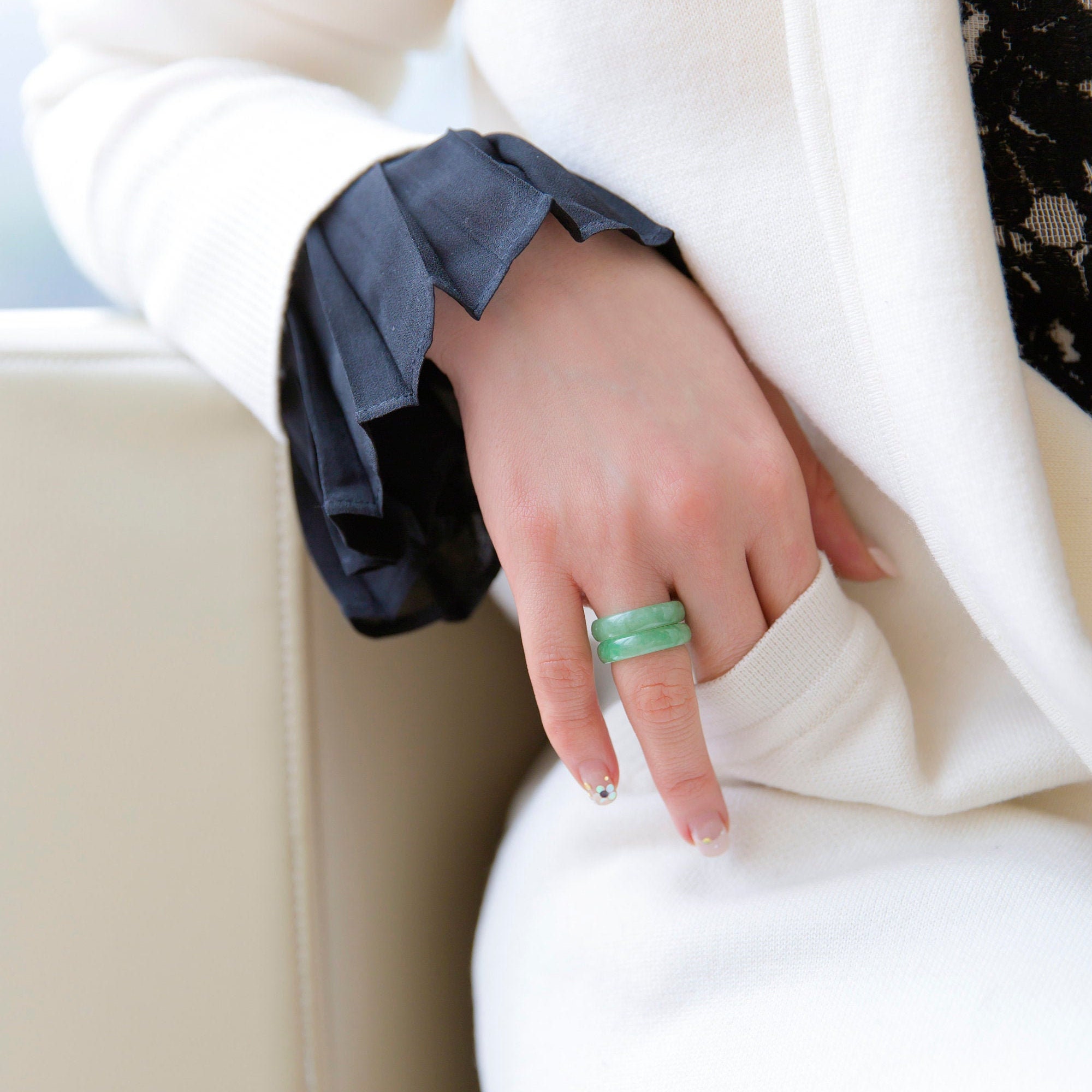 Green jade rings set , jade band ring, jade rings set, korean hanbok ring,  jade ring, korean jewelry, hanbok women, korean handmade jewelry