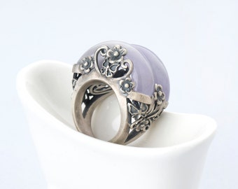 Purple jade ring Seoul sterling silver rings / Your size / Korean fashion jewelry
