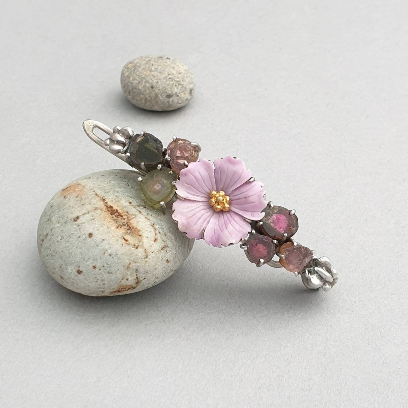 Seoul Korea Kdrama Kpop hairpin hair clip, hairpin hair grip silver with gemstone NASCHENKAKorean fashion jewelry