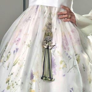 Seoul Norigae Jade silk silver, Beautiful Korean Traditional Hanbok Accessory, Ornament Tassel Norigae Jade, Korea Traditional Tassel Silver