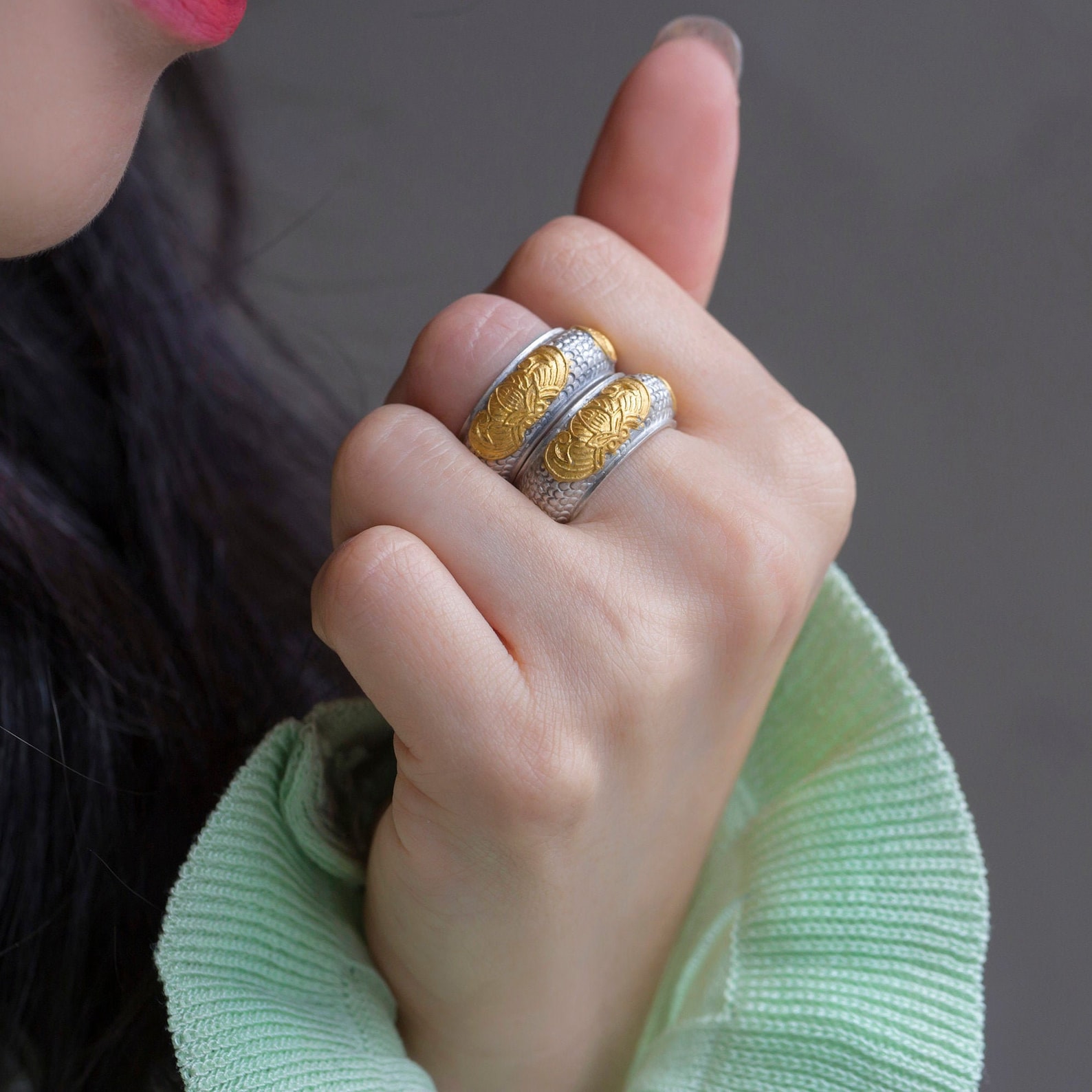 Traditional Korean Ring Set Korean Wedding Ring Engagement Etsy