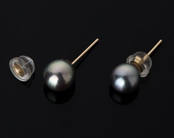 Natural black pearl earrings