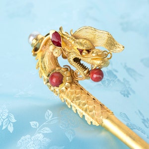 Korean hair binyeo Royal Dragon Binyeo Silver, Seoul NASCHENKA Traditional Korean hanbok long handmade hair stick pins with silver binyeo 비녀