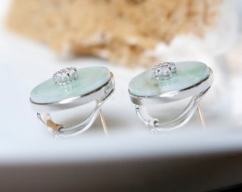 Seoul women accessories jewelry earrings jade stone earrings   , jade stud earrings  ,  green jade earrings , gemstone earrings silver