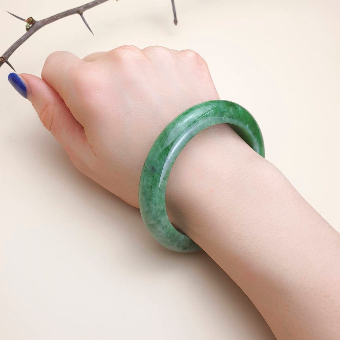 58 mm Green Jade Bangle 13mm Green Jade Jadeite Bangle Etsy