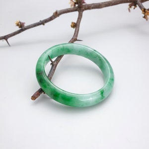 58 mm Green Jade Bangle (13mm), Green Jade Jadeite Bangle Bracelet, real jade bangle, Myanmar Burmese Bangle