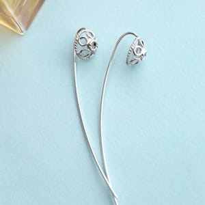White Silver earrings ,  Seoul Korea dangle earrings  Handmade Sterling Silver 925 Earrings – Unique Korean Antique Design by NASCHENKA