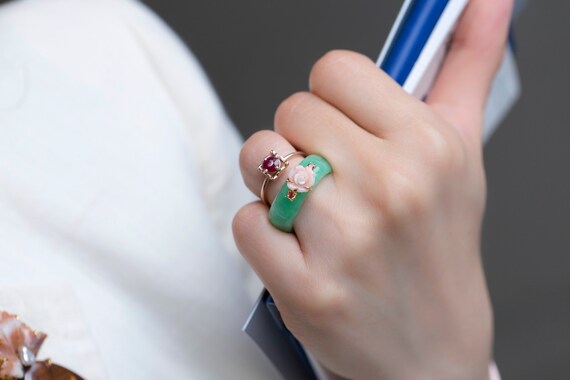 Amazon.com: Hanbok Ring Jade Korea Traditional Accessory Woman Junior  Natural Light Green Size Adjustable R006 Silver: Clothing, Shoes & Jewelry