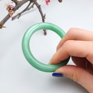 52 mm Green Jade Bangle (10mm), Green Jade Jadeite Bangle Bracelet, real jade bangle, Myanmar Burmese Bangle
