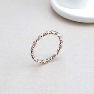 Entwined Duo – Handwoven Silver & 14K Gold Ring by NASCHENKA  •  Best Gift • Anniversary Gift  Korea ring