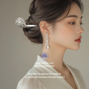 Shilla-Inspired Sterling Silver Earrings – Handmade Korean Heritage Jewelry from Seoul Silver Art Luxurious Gift Dangle Earrings  NASCHENKA