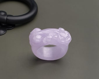 Handmade Lavender Jade Ring, Stone Jewelry, US 9-10