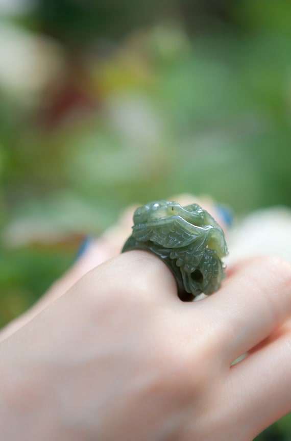Seoul Handmade Jewelry Rings Korean Jade Ring Rings, Green Soft