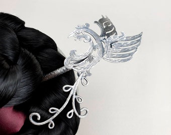 Korean hair Handcrafted Sterling Silver binyeo Korea IVE WON YOUNG 장원영 비녀 Phoenix binyeo silver 나스첸카 봉황 비녀 hair stick