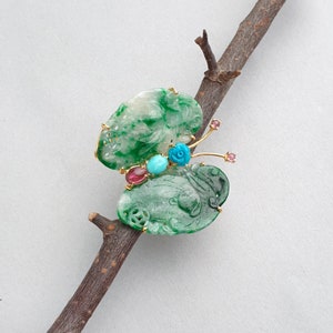 Seoul Natural gemstone Silver Brooch, Traditional Korean brooch, Modern Handmade Hanbok Accessory,