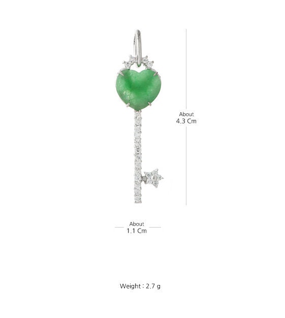 Heart Jade Key Pendant Silver - Etsy