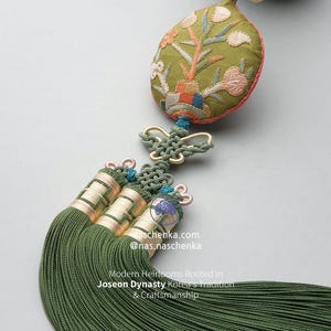 Norigae High quality  Norigae Korean Silk Jade Norigae - High quality Korean Traditional Handmade Triple Silk NASCHENKA Hanbok Accessory