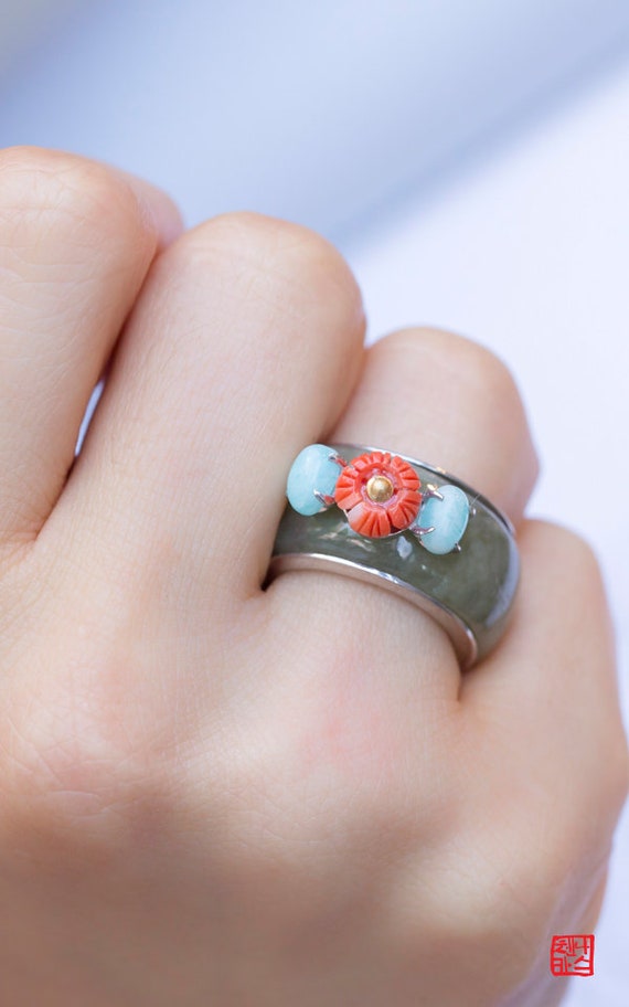 Korean traditional wedding ring hanbok ring single jade ring (4type)