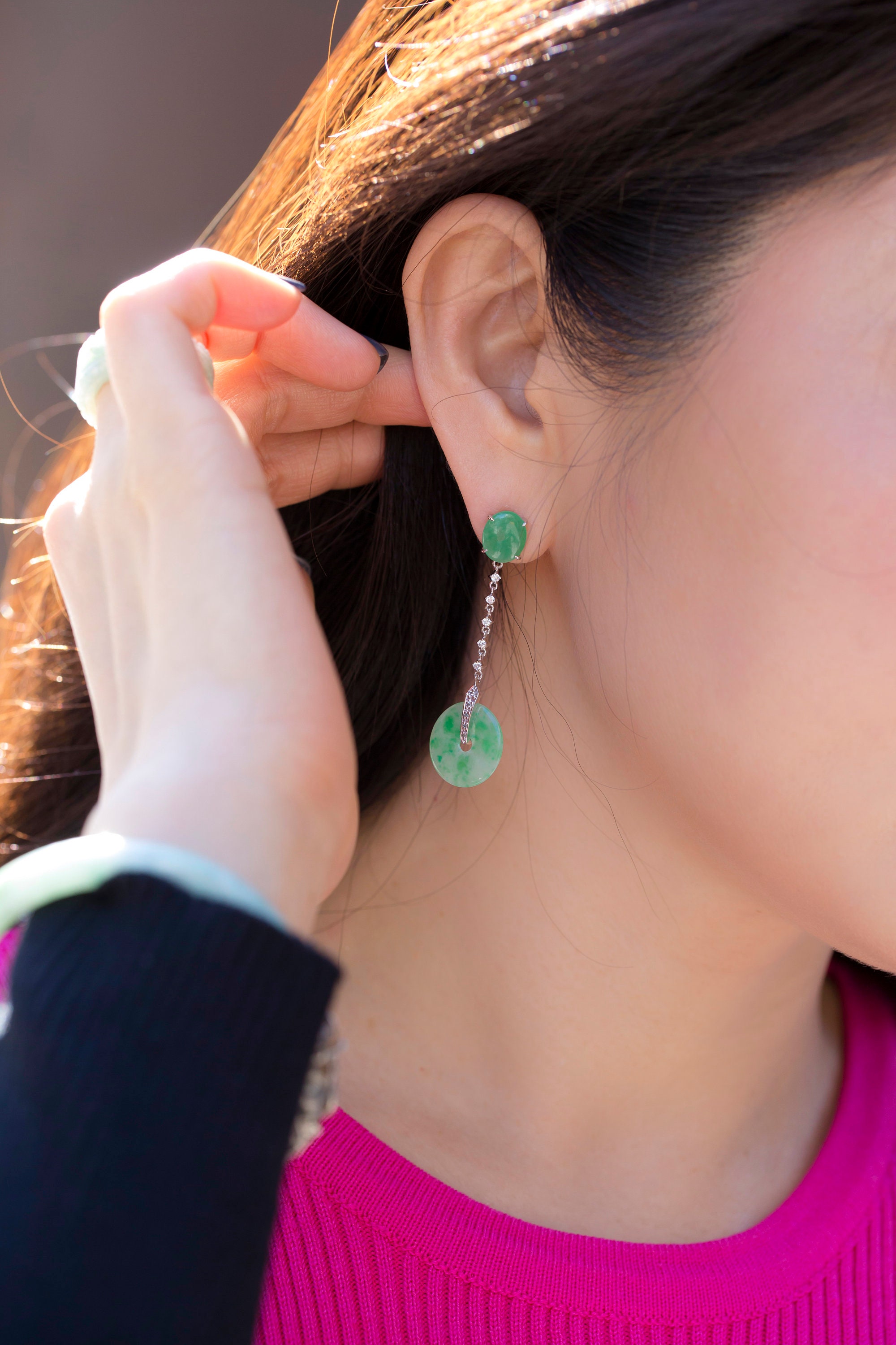 Jade Earring Jade Earrings Dangle Long Jade Earrings Etsy