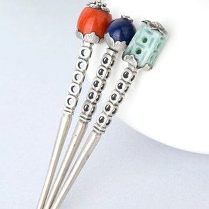 Korean hair pin , Traditional Korean Hair , Traditional Korea binyeo , Korean gifts , korea hanbok hair stick binyeo , silver short stick