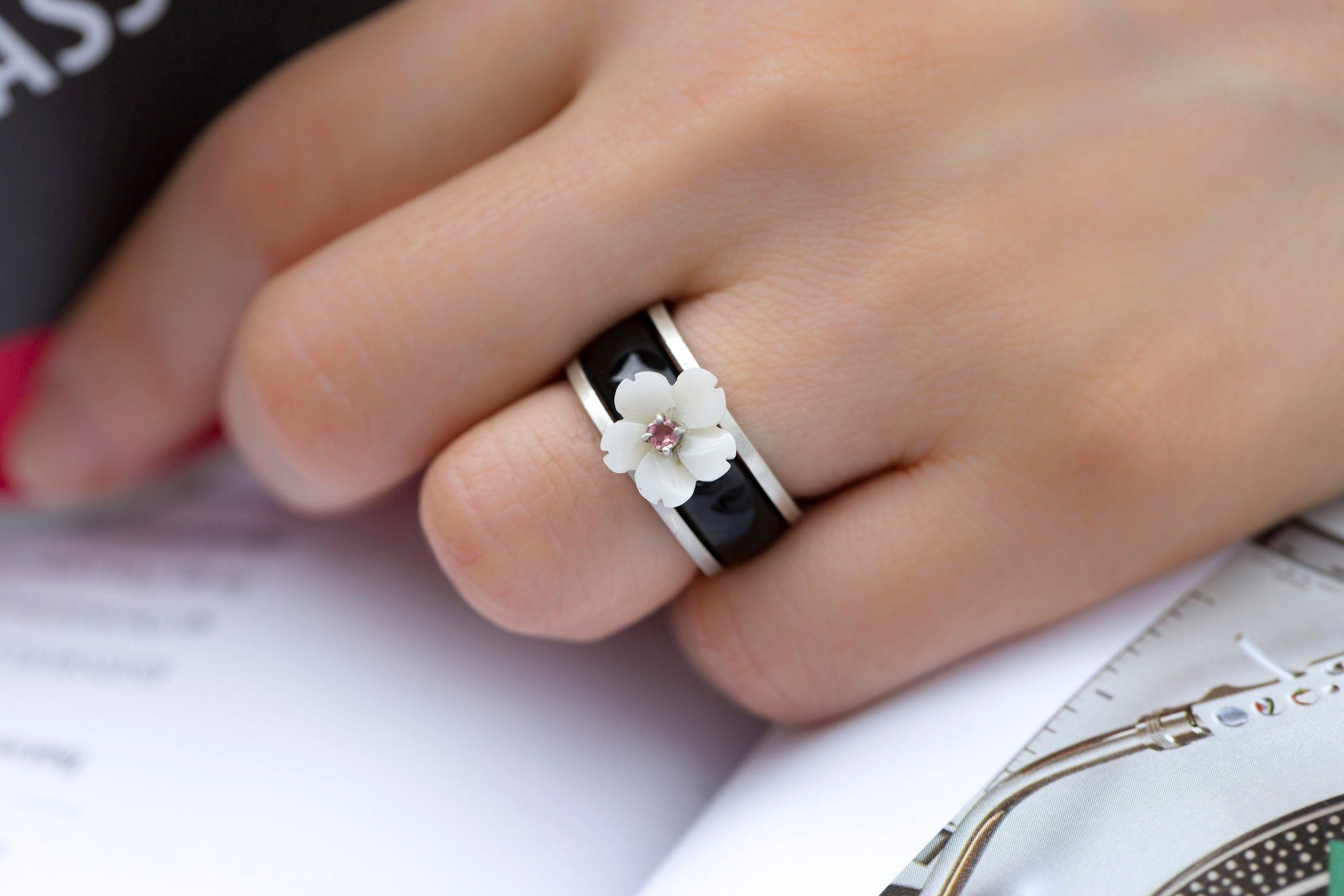Seoul NASCHENKA Traditional Korean Hanbok Stone Jade Ring for