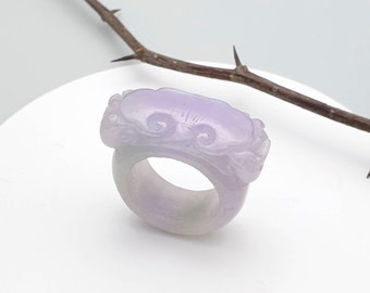 The art of Korea Handmade Purple Natural Jade Ring, Korean Hanbok Jewelry, US 7.5