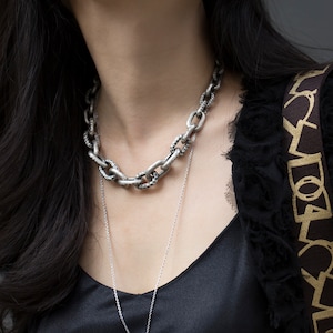 Seoul Silver necklace jewelry, Chunky Silver Chain Necklace, Chain Link Necklace ,  Necklace silver , Chain Necklace Silver ,  NASCHENKA