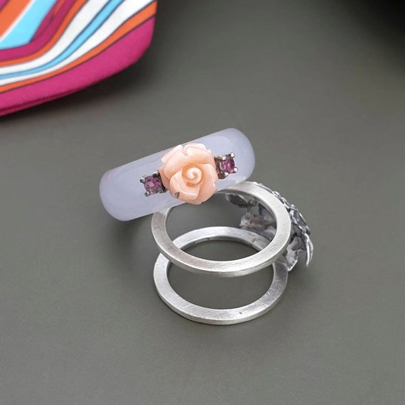 ◎Baby Jade Rings and Coins◎マジック◎手品◎ Korean Hanbok Natural Jade Ring, Sterling Silver Floral Band