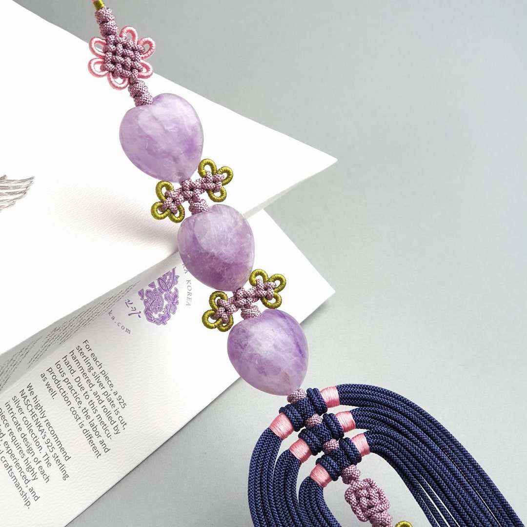 Amethyst Norigae – Korean Hanbok Tassel, Silk Knot & Sterling