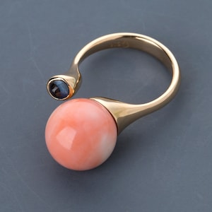 pink coral ring jewelry, Gold Coral Ring, coral jewelry, pink coral ring, coral ring,  coral statement ring, vintage coral ringNASCHENKA