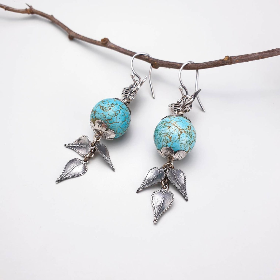 Korean drama earring sterling silver earring blue dangle Etsy