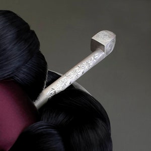 Seoul NASCHENKA Traditional Korean hanbok long handmade hair stick pins with silver binyeo 비녀Korean fashion jewelry