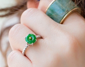 traditional Korean accessories Jade ring silver