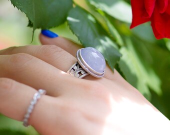 Silver craft gemstone Ring by NASCHENKA • Your size Gemstone Ring •  Hanbok ring • Best Gift • Anniversary Gift  • Korea ring