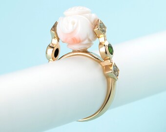 Natural coral ring gold