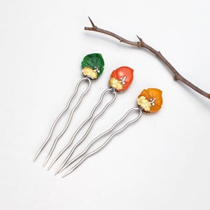 traditional Korean accessories Joseon hairpin Korean hair pin , Traditional Korean Hair , Natural yellow coral jade hair hanbok stick silver Bild 1